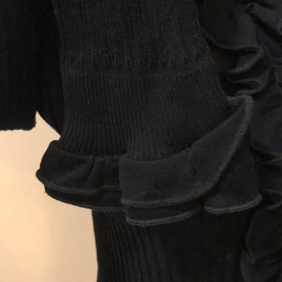 Anne Fontaine Veronica ribbed cotton semi-sheer button ruffle trim cardigan - Picture 4 of 14